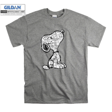 (Medium, Sport Grey) Snoopy Cartoon Character Dog Poster Black Women T Shirt T-Shirt Tshirt Top