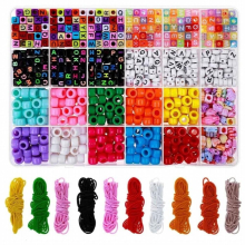 Bead Bracelet Making Kit, Bead Friendship Bracelets Kit with Pony Beads Letter Beads Charm Beads and Elastic String