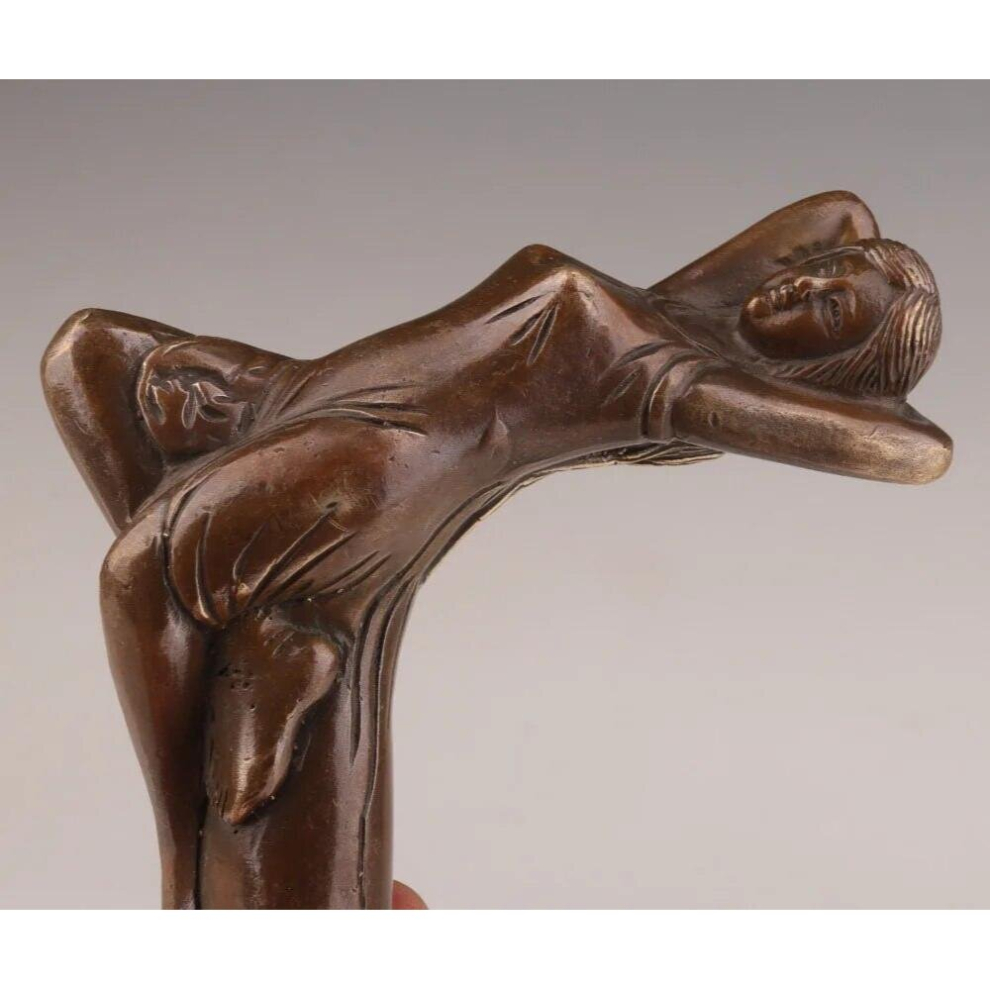 WALKING-STICK-CANE-HEAD-BRONZE-CASTING-WOMAN-STATUE-ACCESSORIES-COLLECTABLE WA