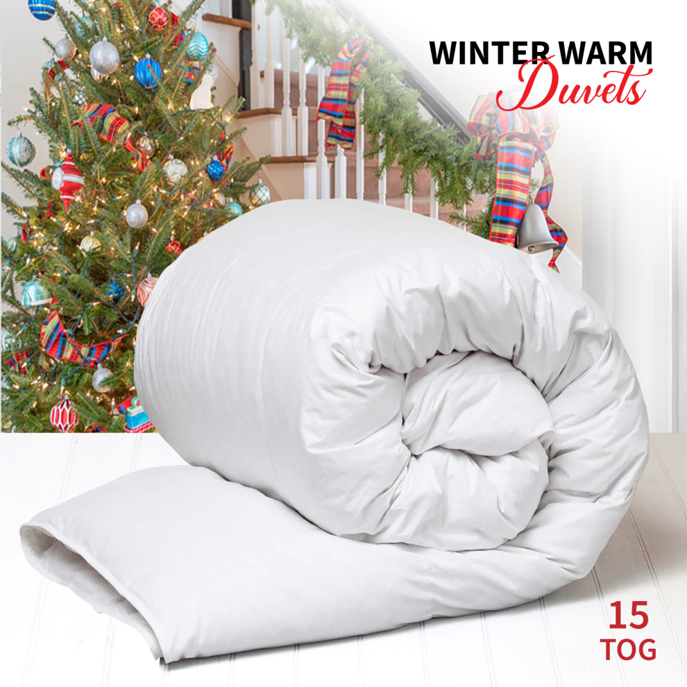 (Super King: 260 x 220 cm., 15 TOG) Quilted Warm Thick Duvet & Quilt Tog Hotel Quality Duvet Tog Anti Allergy Winter Duvet Tog