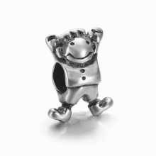 Stainless Steel Boy Bead Polished 4.5mm Hole Metal European Beads Bracelet Charms for DIY Jewelry Making Accessories