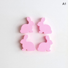10Pcs/Pack Easter Carrot Rabbit Print Wood Beads Hemp Rope DIY Wooden Decorations Crafts Kids Toys Jewelry Accessories