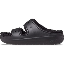 crocs Unisex classic cozzzy Platform Sandals Fuzzy Slippers Slide, BlackBlack, 5 US Men
