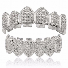 Silver Plated Top & Bottom Mouth Teeth Grills High Quality, Silver