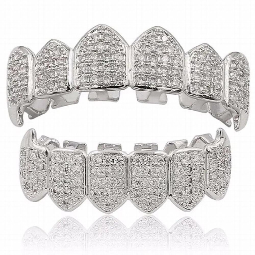 Silver Plated Top & Bottom Mouth Teeth Grills High Quality, Silver