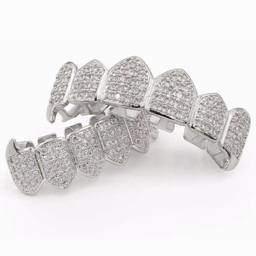 Silver Plated Top & Bottom Mouth Teeth Grills High Quality, Silver 1