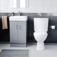 Nes Home 450mm Freestanding Basin Vanity Unit Steel Grey, Close Coupled Toilet