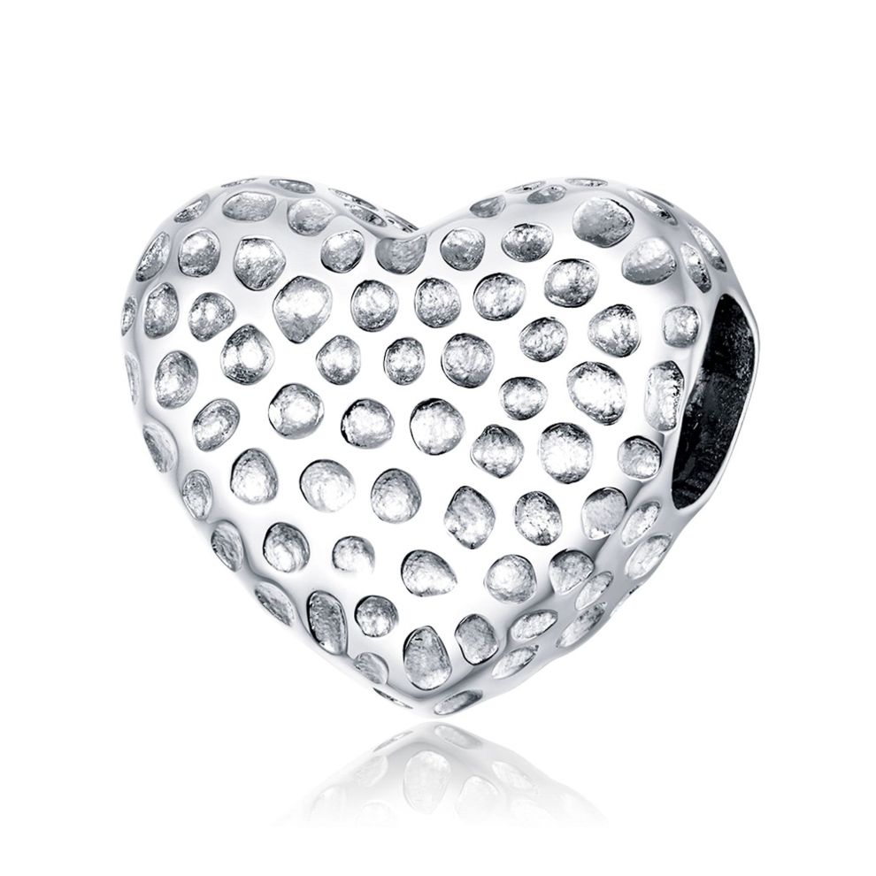 925 Sterling Silver Heart Charm Bead Fits European Charm Bracelet