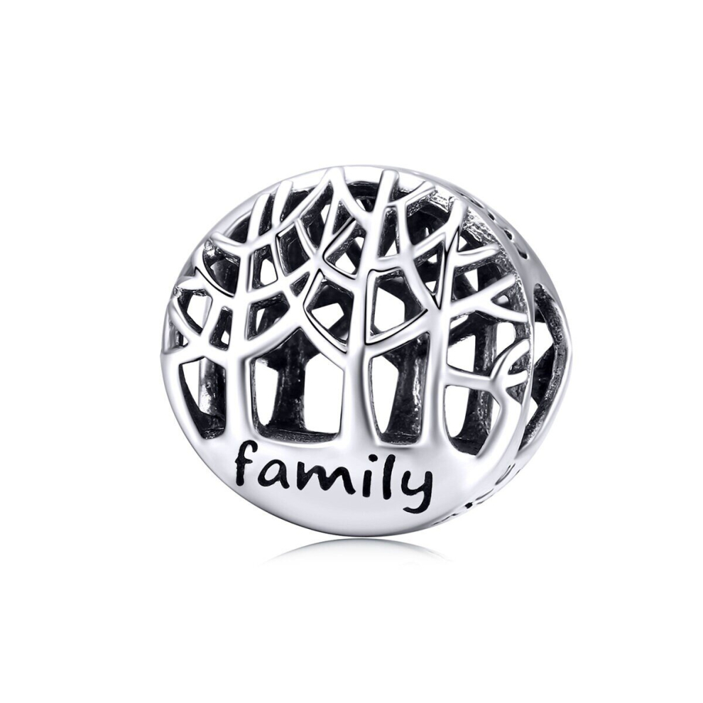 925 Sterling Silver Family Tree Charm Bead Fits Charm Bracelet Pendant