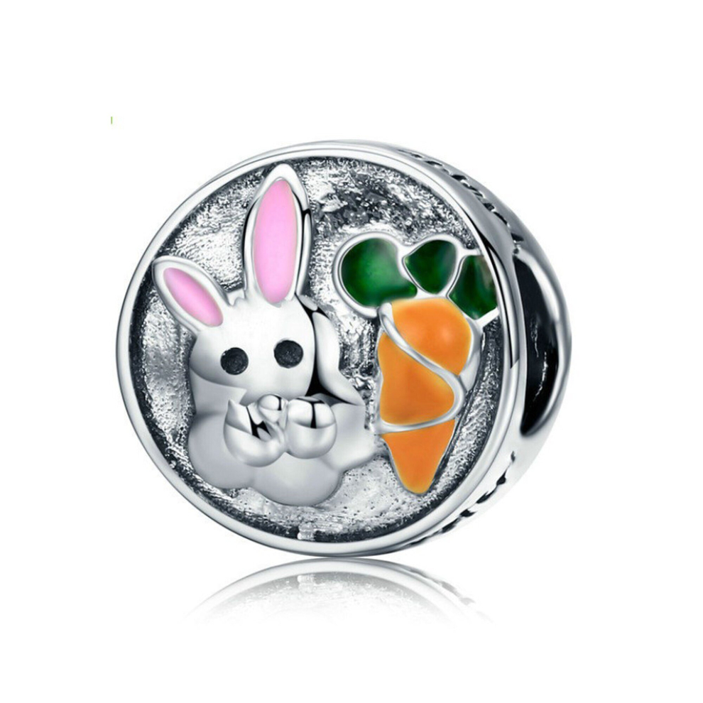 925 Sterling Silver Happy Easter Charm Fits European Charm Bracelet