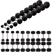 (Full Set (292KG Total)) GYM MASTER Hex Dumbbells Rubber Encased 1-30kg Cast Iron Weight Lift Set Pair