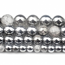Snow Cracked Crystal Glass One Side Silver Plated Stone Loose Beads For Jewelry Making DIY Bracelet 6/8/10/12mm