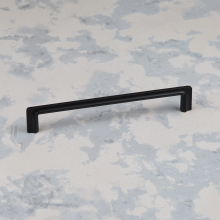 Matt Black Cupboard Handle Ribbed Slim Door Drawer Pull 160mm Centres