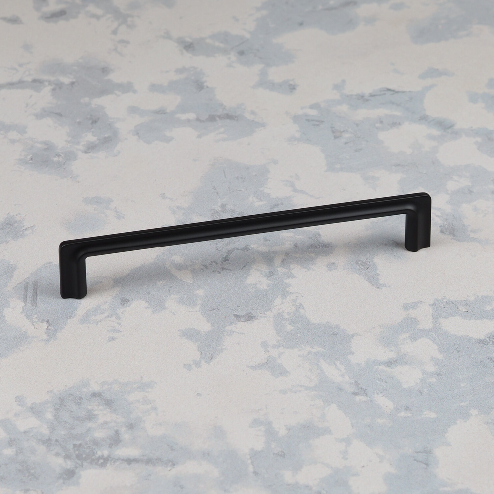 Matt Black Cupboard Handle Ribbed Slim Door Drawer Pull 160Mm Centres 5060796709131