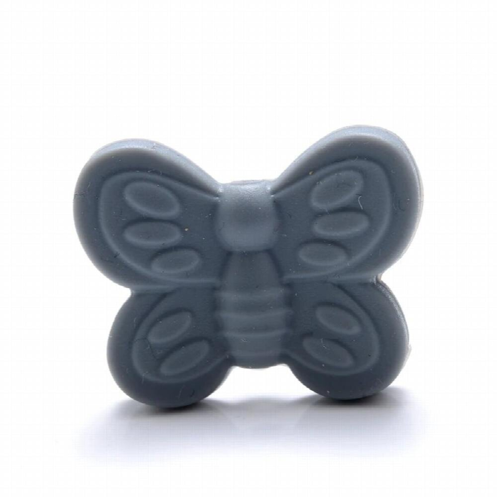 10Pcs Baby Teether Chew Molar Teething Beads Cartoon Butterfly Silicone Bead Toys For Baby Pacifier Clip Necklace Accessories Multicoloured
