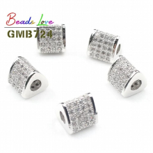 3pcs/lot Geometric CZ Beads 8x8mm Metal Micro Pave Copper Spacer Bead Charms Fit Men Bracelets Making DIY Jewelry