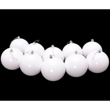 10 Extra Large 100mm Colour Christmas Baubles - Christmas Tree Decorations (White)