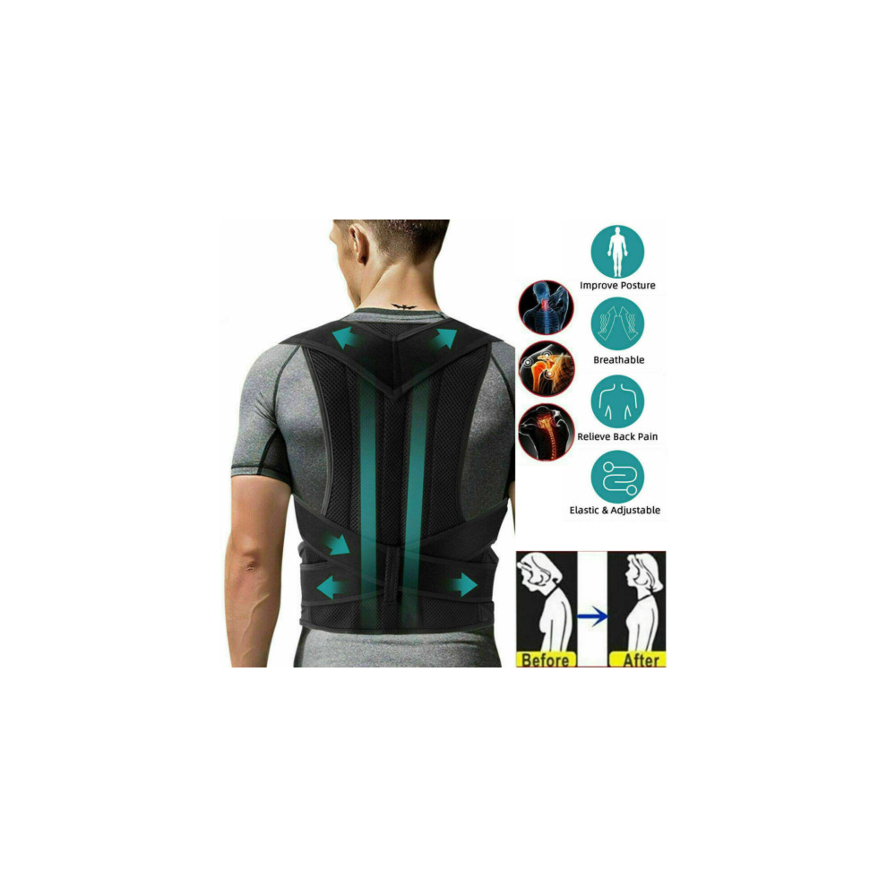(S) NEOPRENE POSTURE CORRECTOR BAD BACK LUMBAR SHOULDER SUPPORT BELT BRACE NEW UK