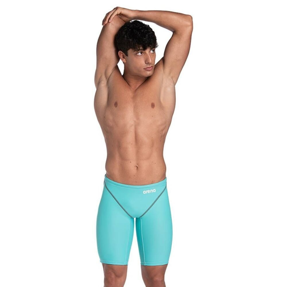 Arena (34) Mens Swimming Powerskin Jammers Quick Dry Plain Swim Shorts - Aquamarine Blue