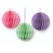 Pastel Hanging Retro Honeycomb Paper Christmas Round Bauble Decoration