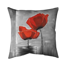 20 x 20 in. Two Red Flowers on A Greyscale Background-Double Sided Print Indoor Pillow