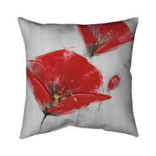 20 x 20 in. Three Red Flowers with Golden Center-Double Sided Print Indoor Pillow