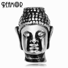 5pcs Antique Buddhism 316l Stainless Steel Buddha Head 2mm Small Hole Beads Charms for Bracelet Men Jewelry Making Beads
