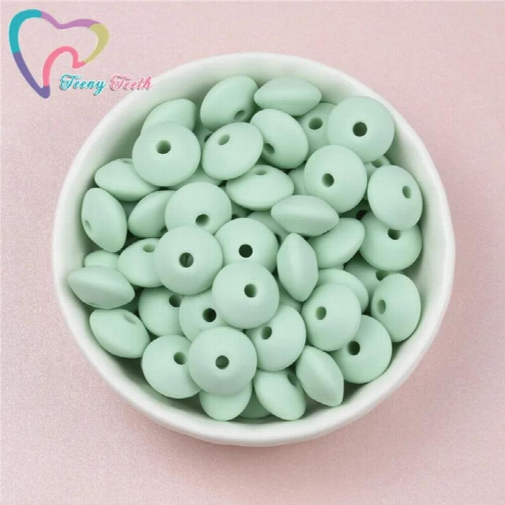 50Pcs Glacier Gray Silicone Lentil Round Beads Teething Baby Teether Chew Bpa Diy Pacifier Chain Food Multicoloured