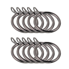(Rings (10 Piece), 19mm Brushed Steel Rings) 19 mm Extendable Metal Curtain Poles Antiqe Brass,Copper, Silver & Black Color