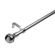 (210 - 320 cm, Chrome (Ribbed Ball)) 19 mm Extendable Metal Curtain Poles Antiqe Brass,Copper, Silver & Black Color