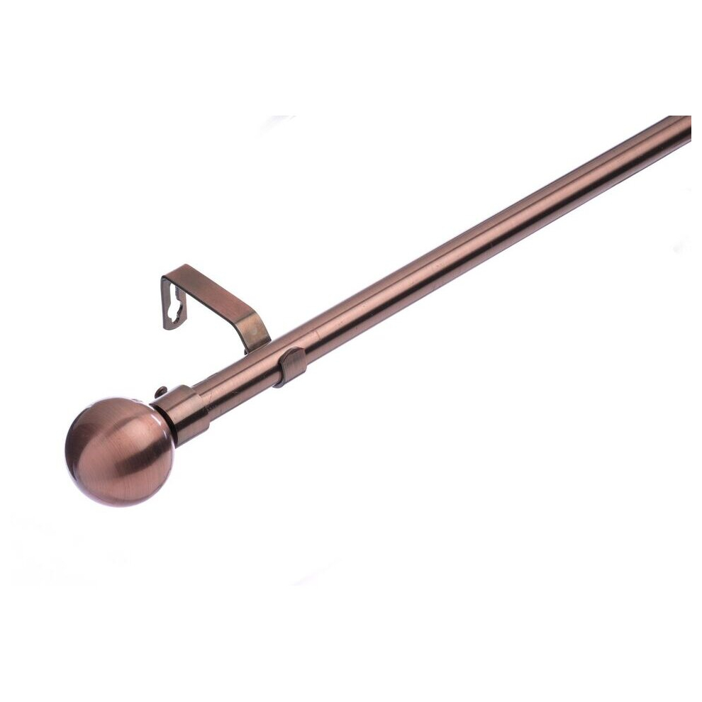 (120 - 210 cm, Antique Copper (Ball)) 19 mm Extendable Metal Curtain Poles Antiqe Brass,Copper, Silver & Black Color