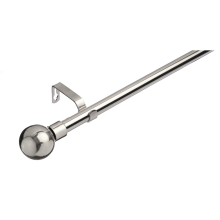 (120 - 210 cm, Brushed Steel (Ball)) 19 mm Extendable Metal Curtain Poles Antiqe Brass,Copper, Silver & Black Color