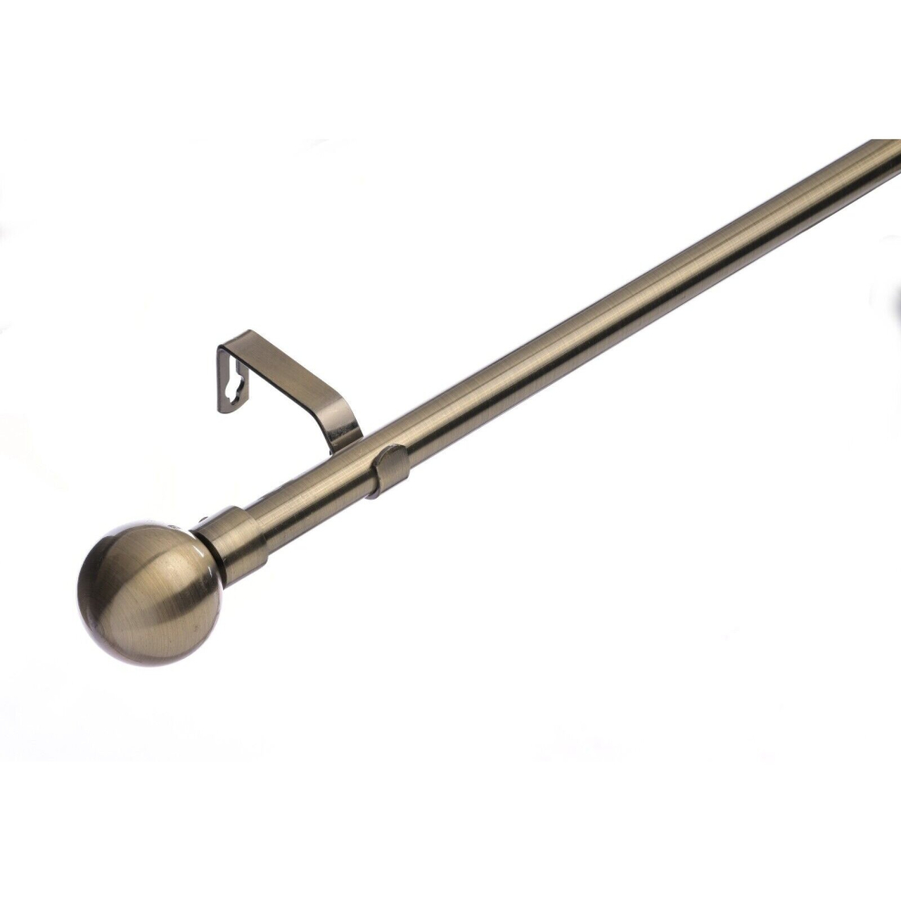 (210 - 320 cm, Antique Brass (Ball)) 19 mm Extendable Metal Curtain Poles Antiqe Brass,Copper, Silver & Black Color