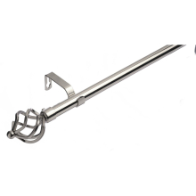 (120 - 210 cm, Brushed Steel (Cage)) 19 mm Extendable Metal Curtain Poles Antiqe Brass,Copper, Silver & Black Color