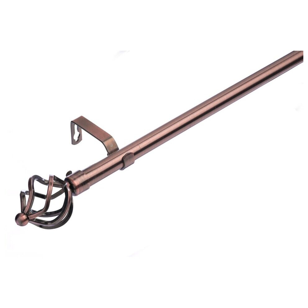 (120 - 210 cm, Antique Copper (Cage)) 19 mm Extendable Metal Curtain Poles Antiqe Brass,Copper, Silver & Black Color