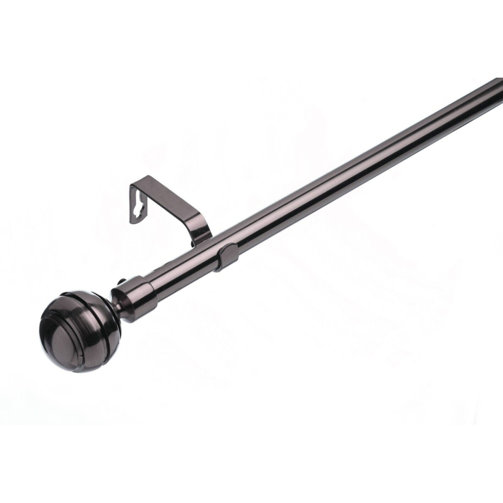 (210 - 320 cm, Black Nickel (Ribbed Ball)) 19 mm Extendable Metal Curtain Poles Antiqe Brass,Copper, Silver & Black Color