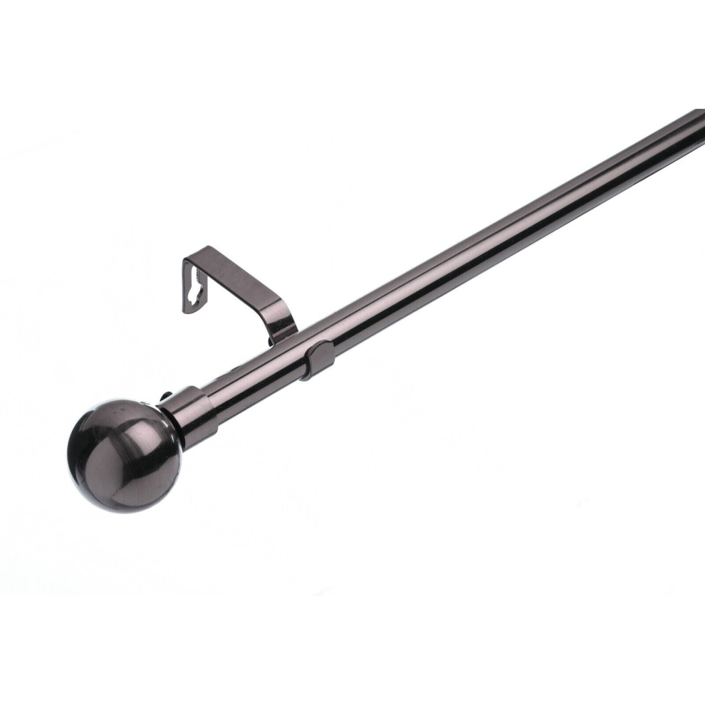 (120 - 210 cm, Black Nickel (Ball)) 19 Mm Extendable Metal Curtain Poles Antiqe Brass,Copper, Silver & Black Color