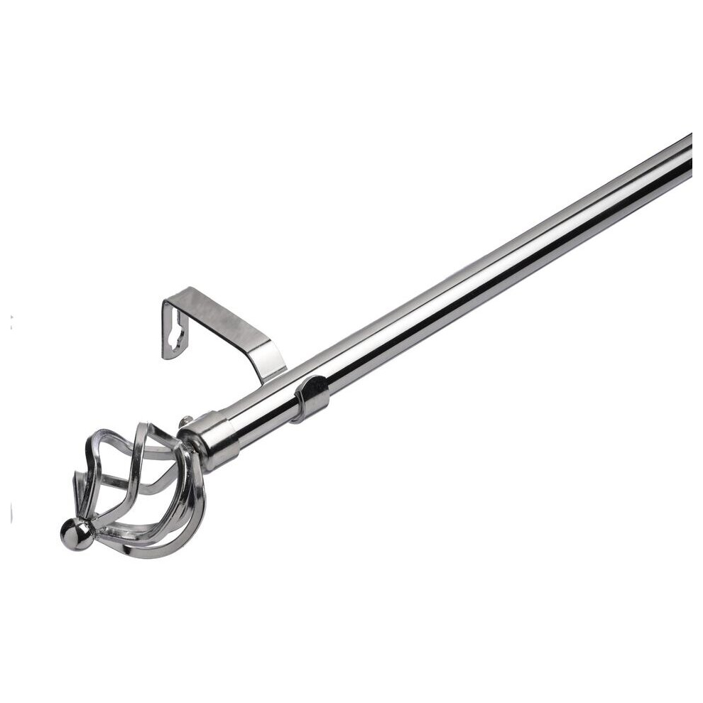 (120 - 210 cm, Chrome (Cage)) 19 mm Extendable Metal Curtain Poles Antiqe Brass,Copper, Silver & Black Color