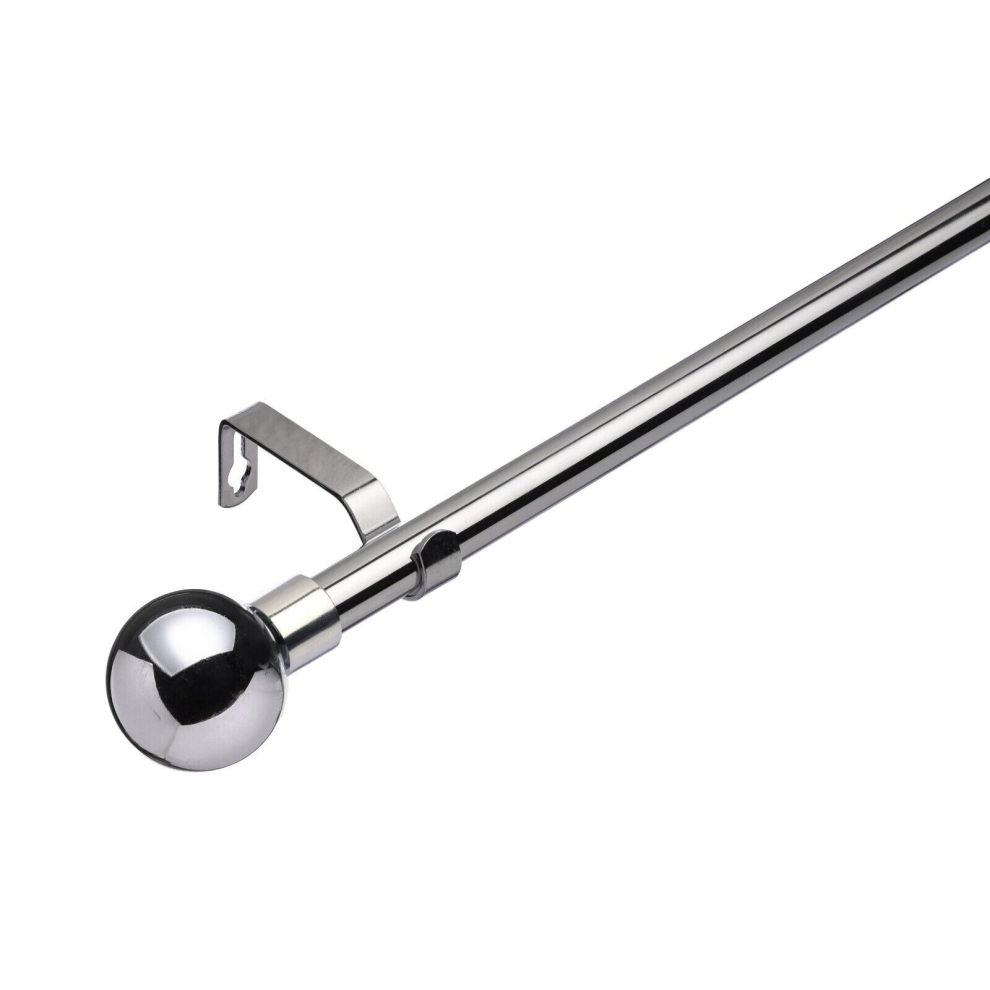 (70 - 120 cm, Chrome (Ball)) 19 mm Extendable Metal Curtain Poles Antiqe Brass,Copper, Silver & Black Color