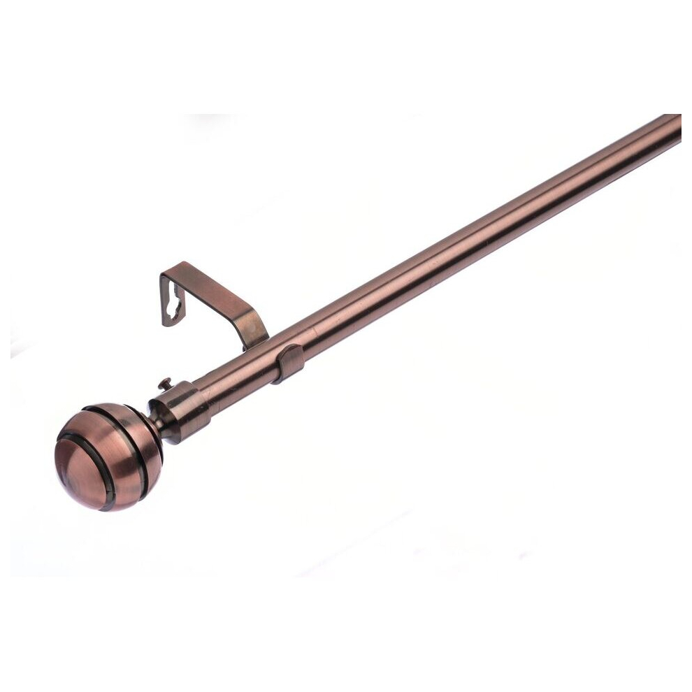 (210 - 320 cm, Antique Copper (Ribbed Ball)) 19 Mm Extendable Metal Curtain Poles Antiqe Brass,Copper, Silver & Black Color