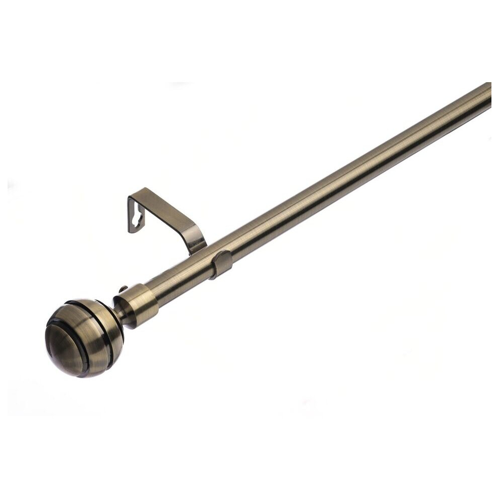 (120 - 210 cm, Antique Brass (Ribbed Ball)) 19 mm Extendable Metal Curtain Poles Antiqe Brass,Copper, Silver & Black Color