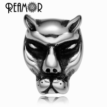High Polished 5pcs Stainless steel 6mm Big Hole Leopard Beads DIY Animals Charm Beads for Men Bracelet Jewelry Making