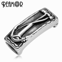 Metal Anchor Charm Beads 316l Stainless steel Square Hole Beads Fit Flat Leather Bracelets Men Jewelry Making DIY Beads