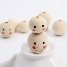 50 Pcs Circle Earrings Wood Loose Bead Bulk Necklaces Face Wood Beads Jewels Kids Wood Beads Loose Wreath DIY Children Beading
