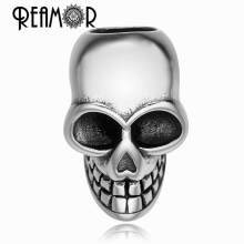 5/6/8mm 316l Stainless Steel Skull Head European Big Hole Charms Beads Skeleton Beads for Men Bracelet DIY Jewelry Making