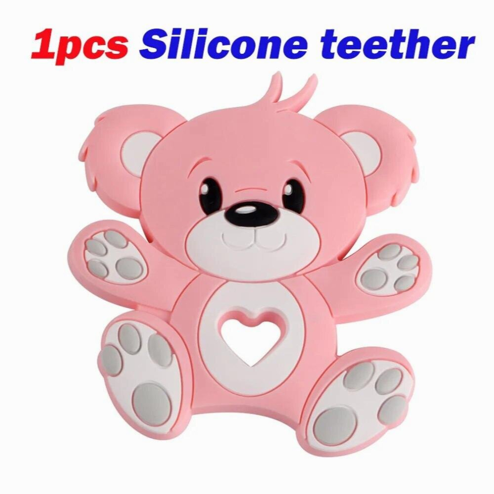 Sunrony Cartoon Animal Silicone Beads Teether Clips For Jewelry Making Baby Toys DIY Pacifier Chain Necklace Jewelry Accessories