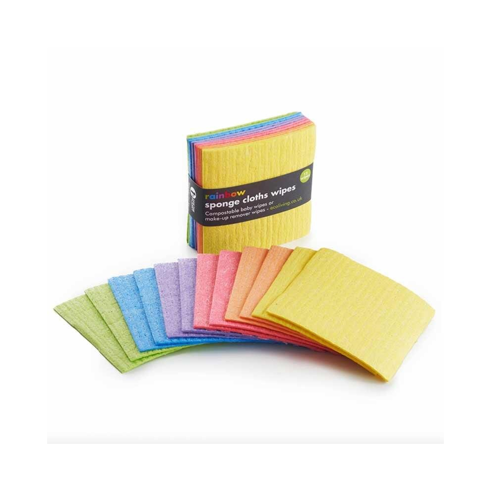 12 Rainbow Sponge Cloth Wipes