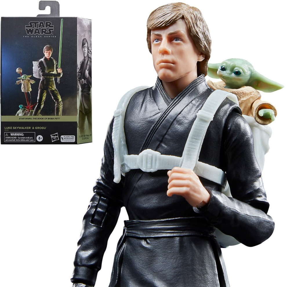 Hasbro Star Wars The Series Luke Skywalker & Grogu 6-Inch Action Figures Black