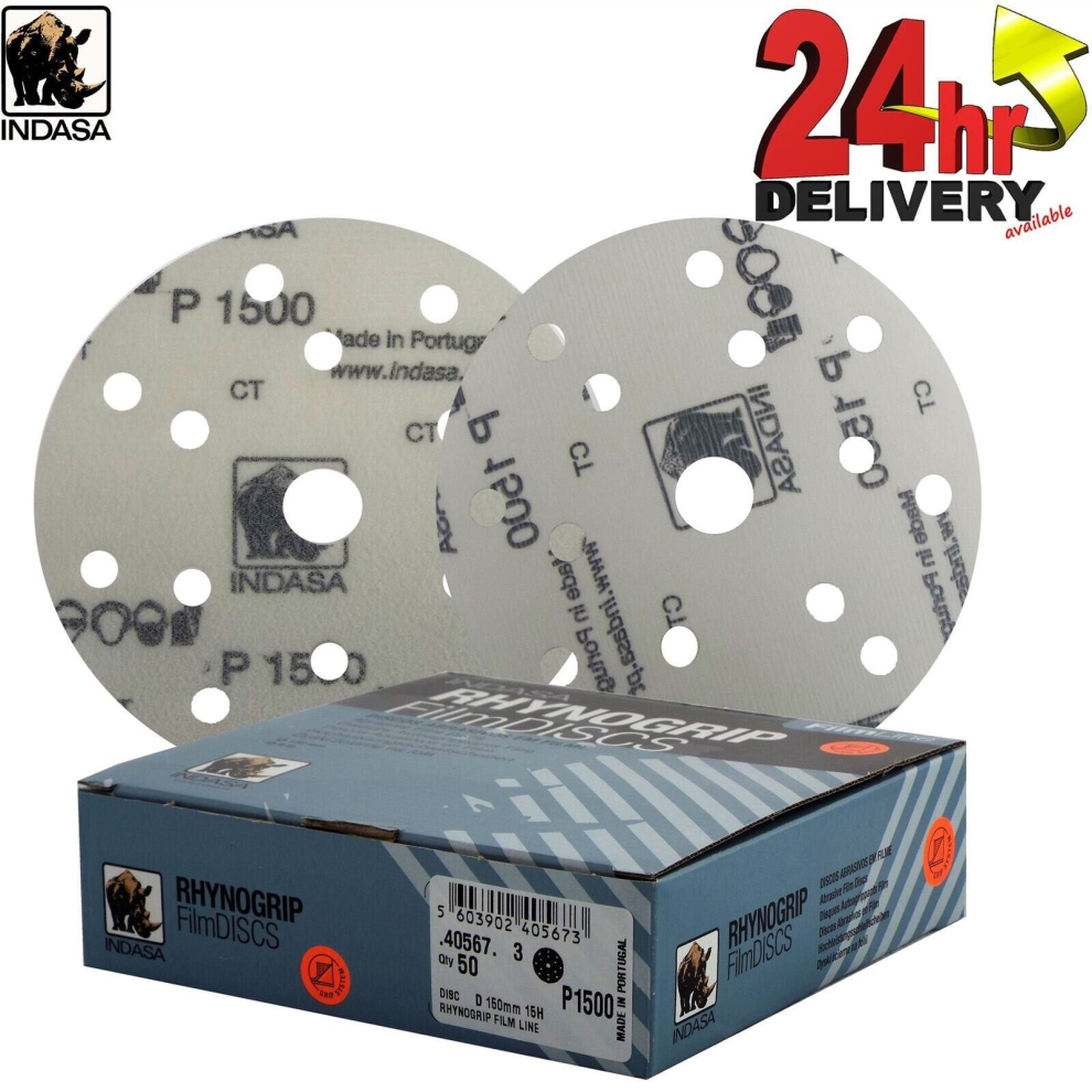 Indasa Rhynogrip Filmline 6" 150Mm Sanding Disc Grit: P1500 Quantity: 50 15 Hole 5603902405673