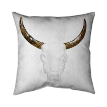 20 x 20 in. Bull Skull with Brown Horns-Double Sided Print Indoor Pillow